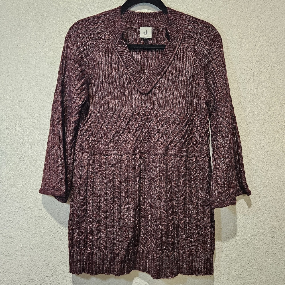 Cabi Style 4066 Chime Pullover V Neck Tunic Knit Sweater Size S